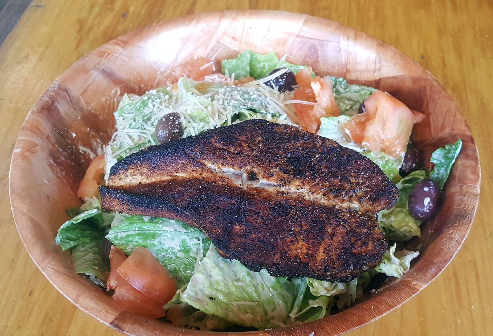 blackened salmon ceaser salad